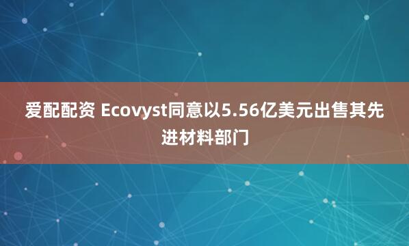 爱配配资 Ecovyst同意以5.56亿美元出售其先进材料部门